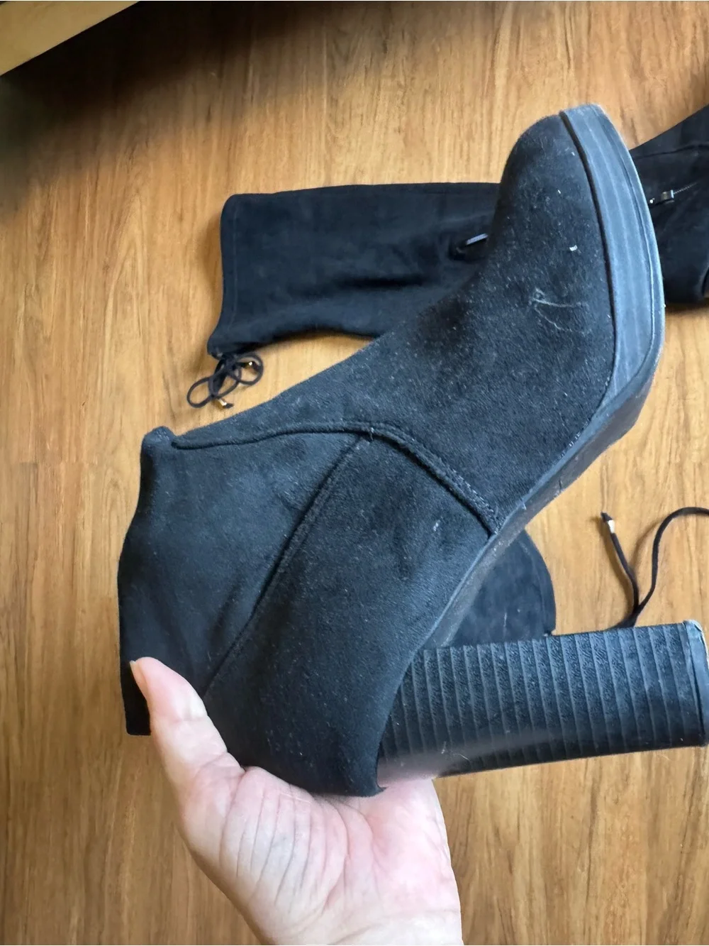 Women’s Black Over-the-Knee Suede Block Heel Boots